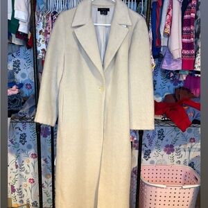 ZARA Woman Alpaca Wool Blend Long Coat Ivory Cream Minimalist Winter Overcoat